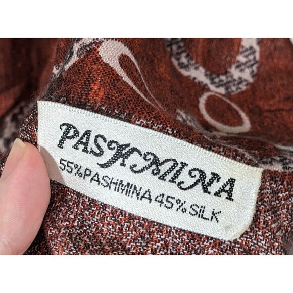 Pashmina Rust And Cream Bubble Print Scarf - Picture 4 of 14
